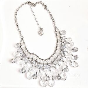 💎 Vintage Erica Lyons Clear Faceted Glass Crystal Chunky Statement Bib Necklace